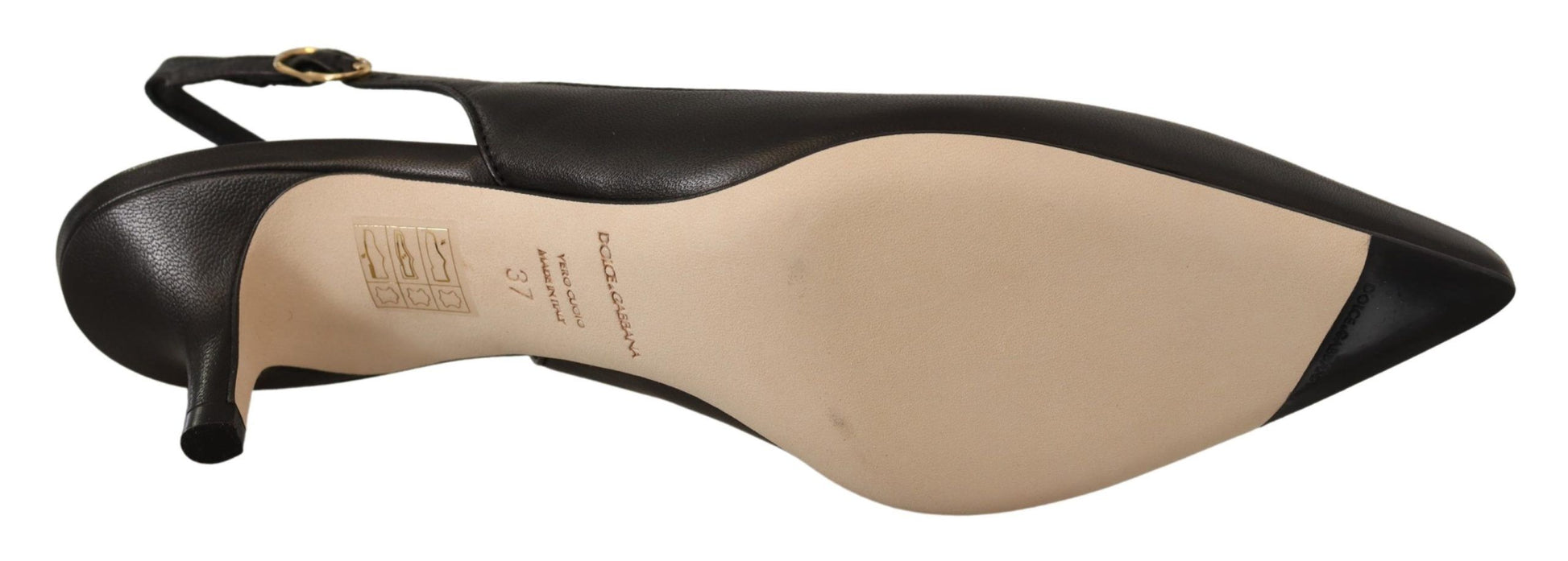 Dolce & Gabbana Black Leather Slingbacks Heels Pumps Shoes by Dolce & Gabbana