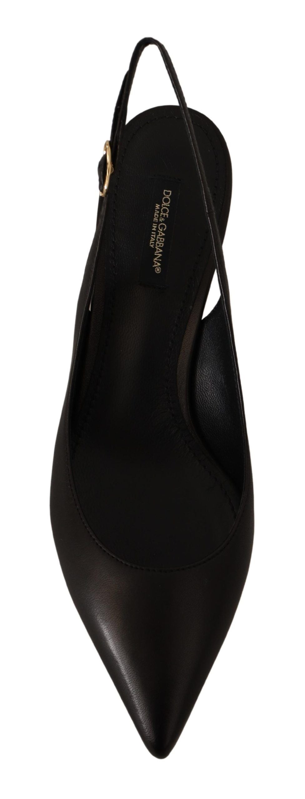 Dolce & Gabbana Black Leather Slingbacks Heels Pumps Shoes by Dolce & Gabbana