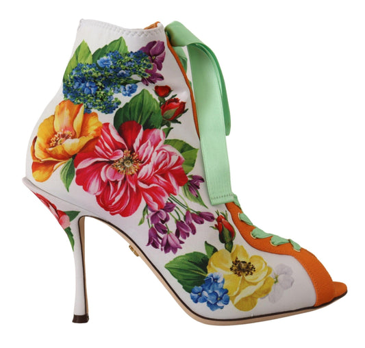 Escarpins à bout ouvert en jersey fleuri Dolce &amp; Gabbana