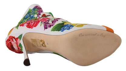 Escarpins à bout ouvert en jersey fleuri Dolce &amp; Gabbana