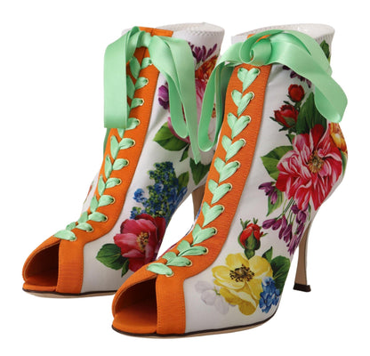 Escarpins à bout ouvert en jersey fleuri Dolce &amp; Gabbana