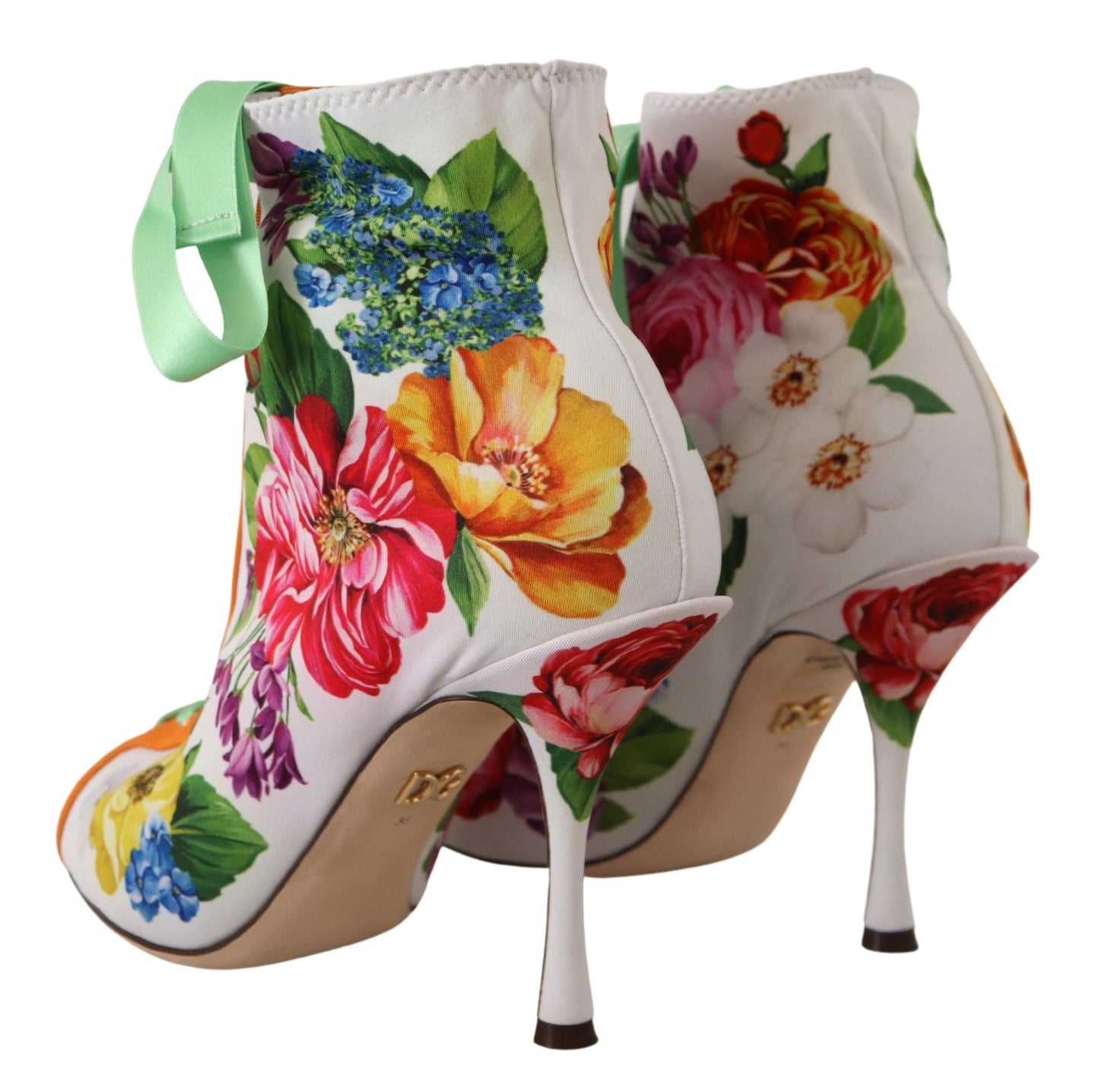 Escarpins à bout ouvert en jersey fleuri Dolce &amp; Gabbana