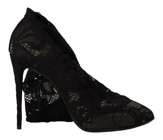 Bottes chaussettes extensibles élégantes Dolce &amp; Gabbana en noir élégant