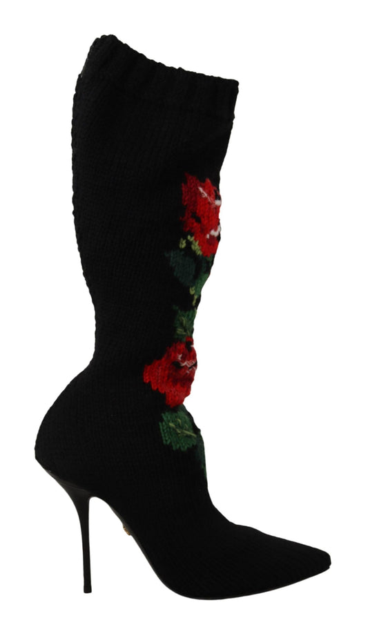 Bottes chaussettes élégantes Dolce &amp; Gabbana avec détails roses rouges