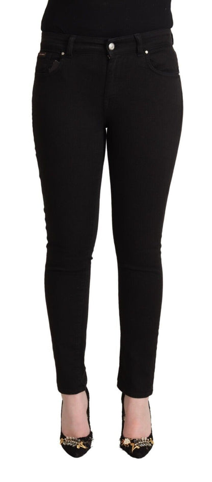 Dolce & Gabbana Black Cotton Mid Waist Denim Slim Fit Jeans by Dolce & Gabbana