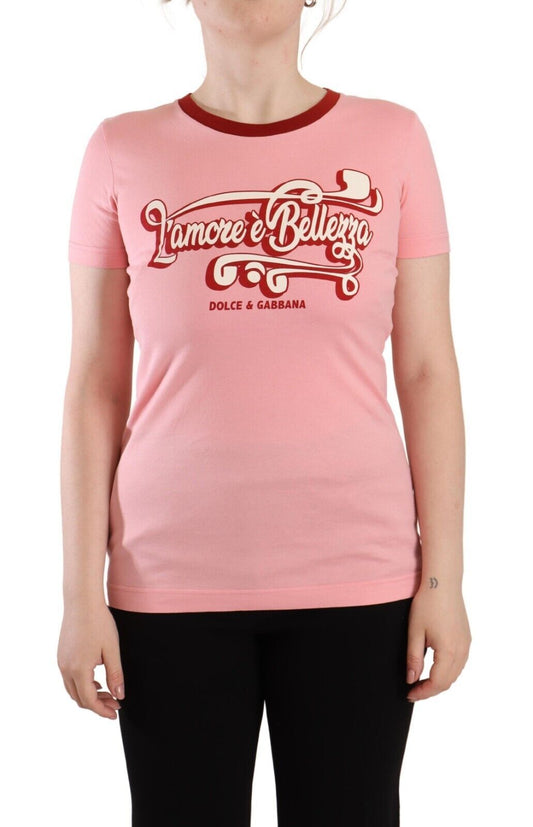T-shirt ras du cou rose chic Dolce &amp; Gabbana