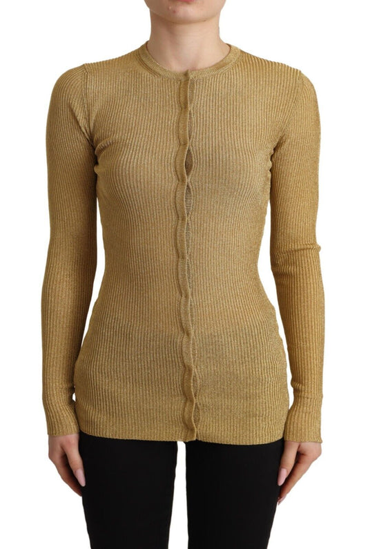 Dolce & Gabbana Gold Viscose Blend Buttons Cardigan Sweater by Dolce & Gabbana