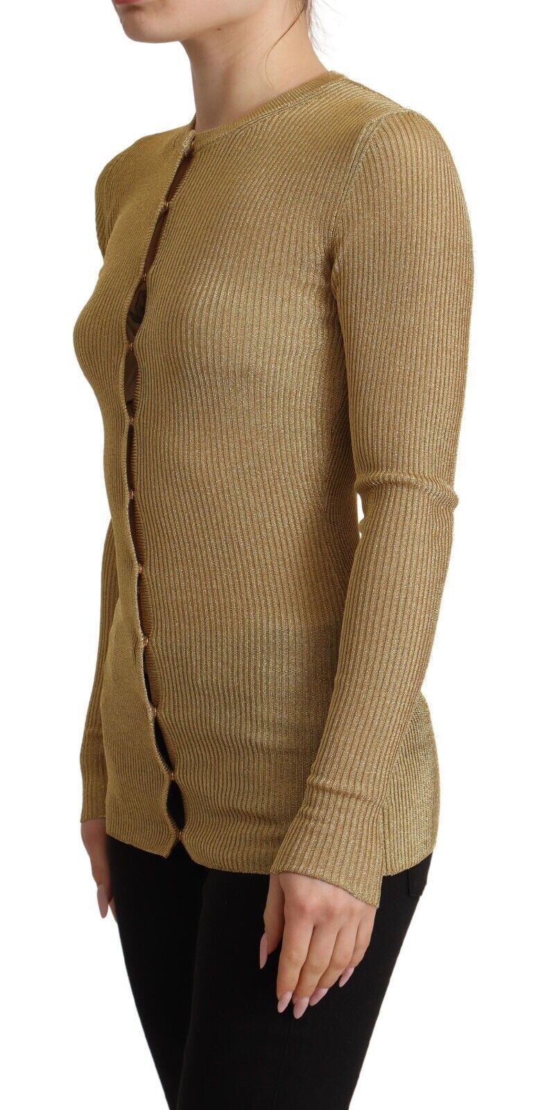 Dolce & Gabbana Gold Viscose Blend Buttons Cardigan Sweater by Dolce & Gabbana
