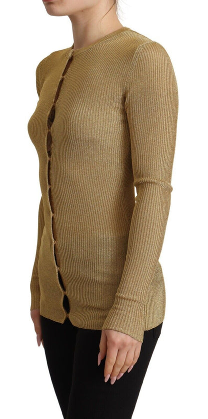 Dolce & Gabbana Gold Viscose Blend Buttons Cardigan Sweater by Dolce & Gabbana