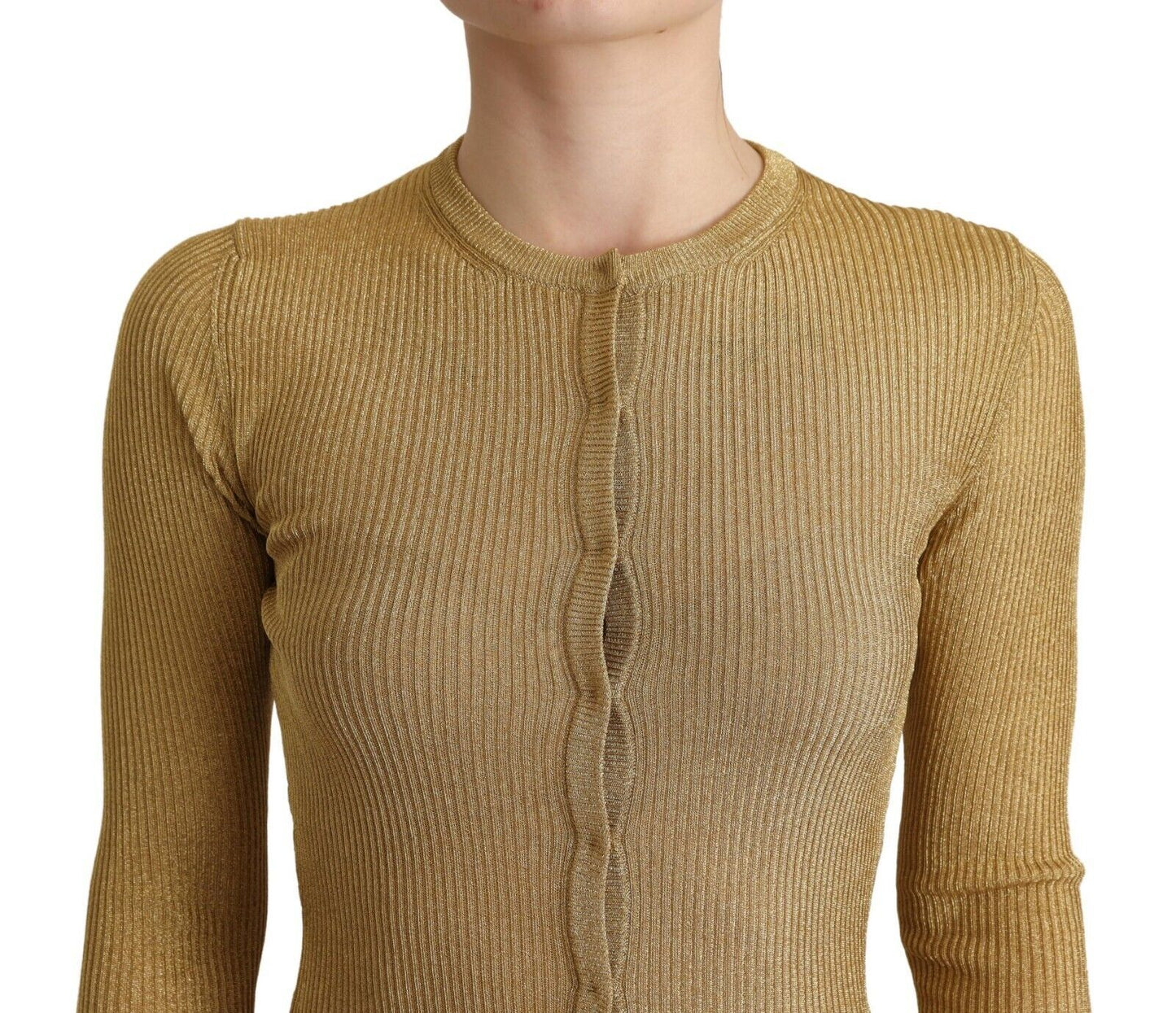 Dolce & Gabbana Gold Viscose Blend Buttons Cardigan Sweater by Dolce & Gabbana