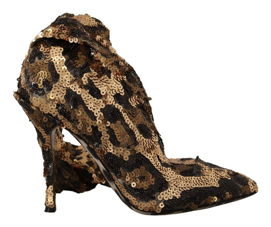 Bottes hautes élégantes à paillettes léopard Dolce &amp; Gabbana