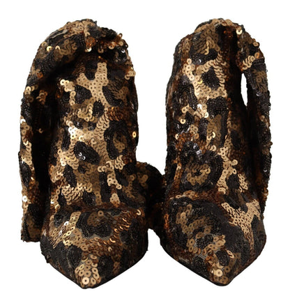 Bottes hautes élégantes à paillettes léopard Dolce &amp; Gabbana