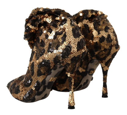 Bottes hautes élégantes à paillettes léopard Dolce &amp; Gabbana