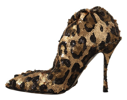 Bottes hautes élégantes à paillettes léopard Dolce &amp; Gabbana