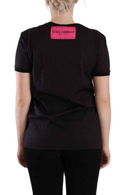 T-shirt ras du cou noir chic Dolce &amp; Gabbana avec logo