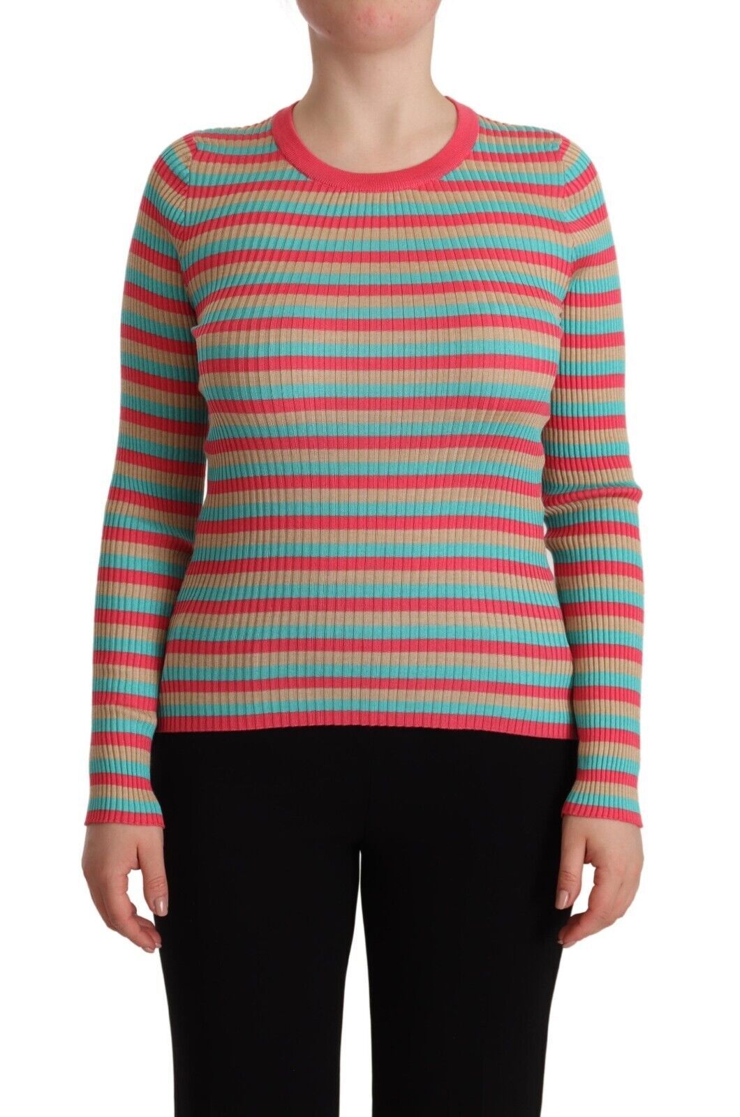 Pull ras du cou en soie rayée élégant Dolce &amp; Gabbana