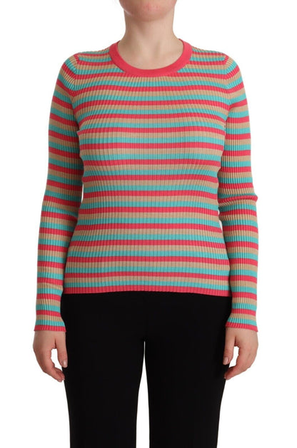 Pull ras du cou en soie rayée élégant Dolce &amp; Gabbana
