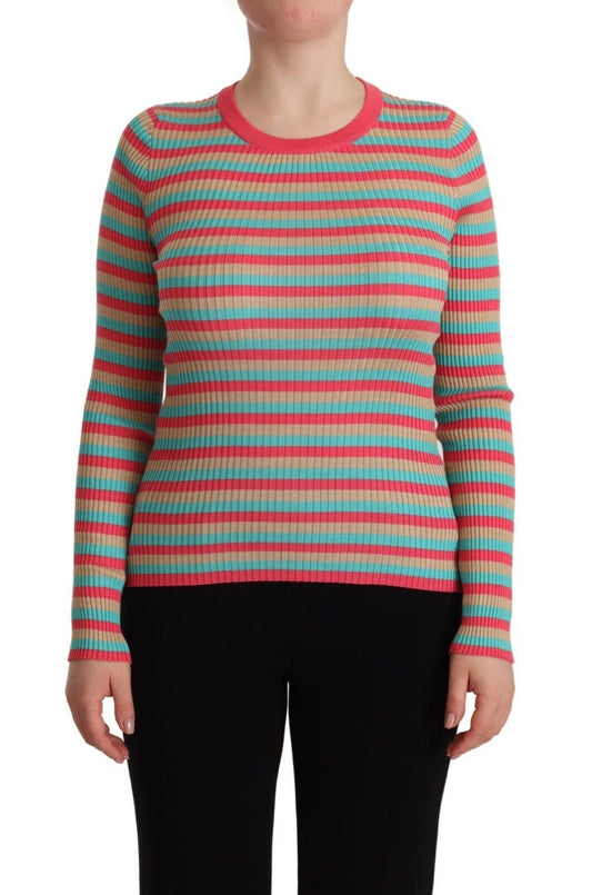Pull ras du cou en soie rayée élégant Dolce &amp; Gabbana
