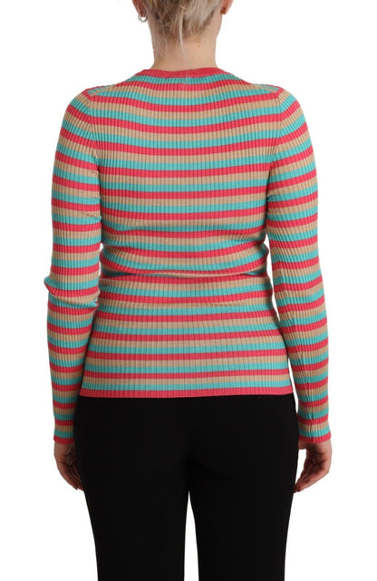 Pull ras du cou en soie rayée élégant Dolce &amp; Gabbana