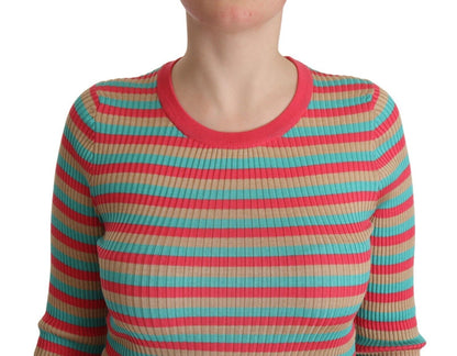Pull ras du cou en soie rayée élégant Dolce &amp; Gabbana