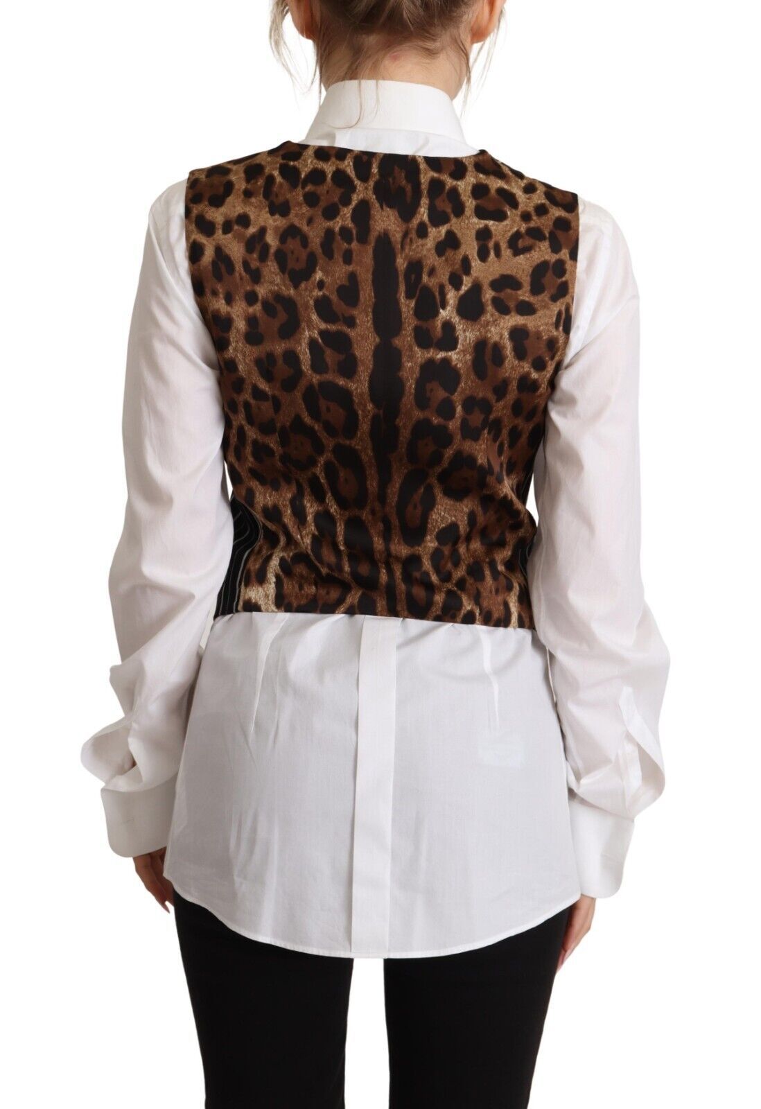 Dolce &amp; Gabbana Black Stripes Wool V-neck Sleeveless Button Vest Top