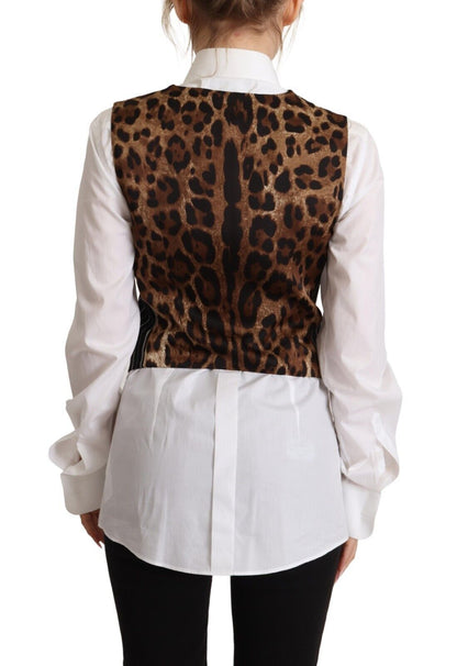 Dolce &amp; Gabbana Black Stripes Wool V-neck Sleeveless Button Vest Top