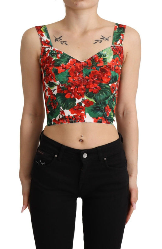 Dolce &amp; Gabbana - Élégant haut court rouge à imprimé géranium