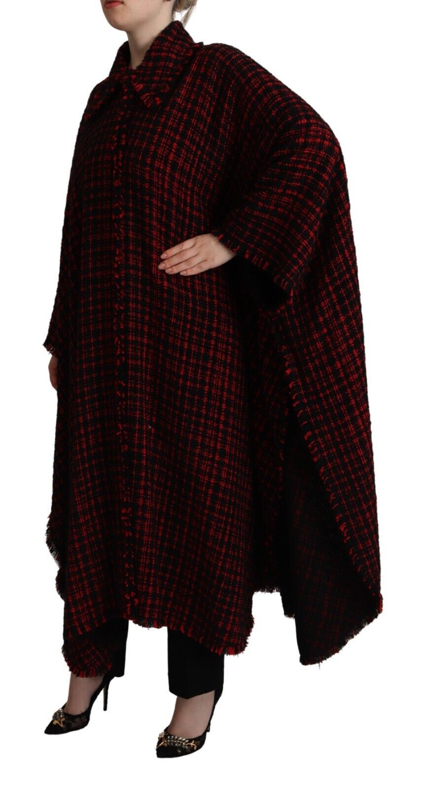 Dolce &amp; Gabbana Élégant manteau à manches longues rouge et noir