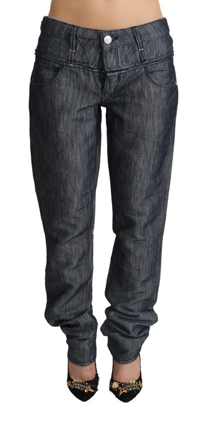 Eight Dark Gray Ramie Mid Wide Waist Straight Denim Jeans