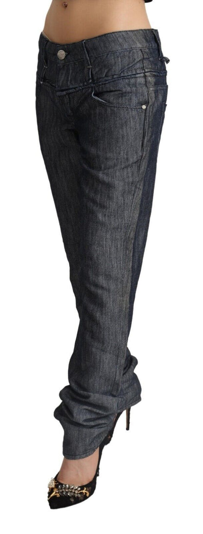 Eight Dark Gray Ramie Mid Wide Waist Straight Denim Jeans
