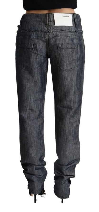 Eight Dark Gray Ramie Mid Wide Waist Straight Denim Jeans