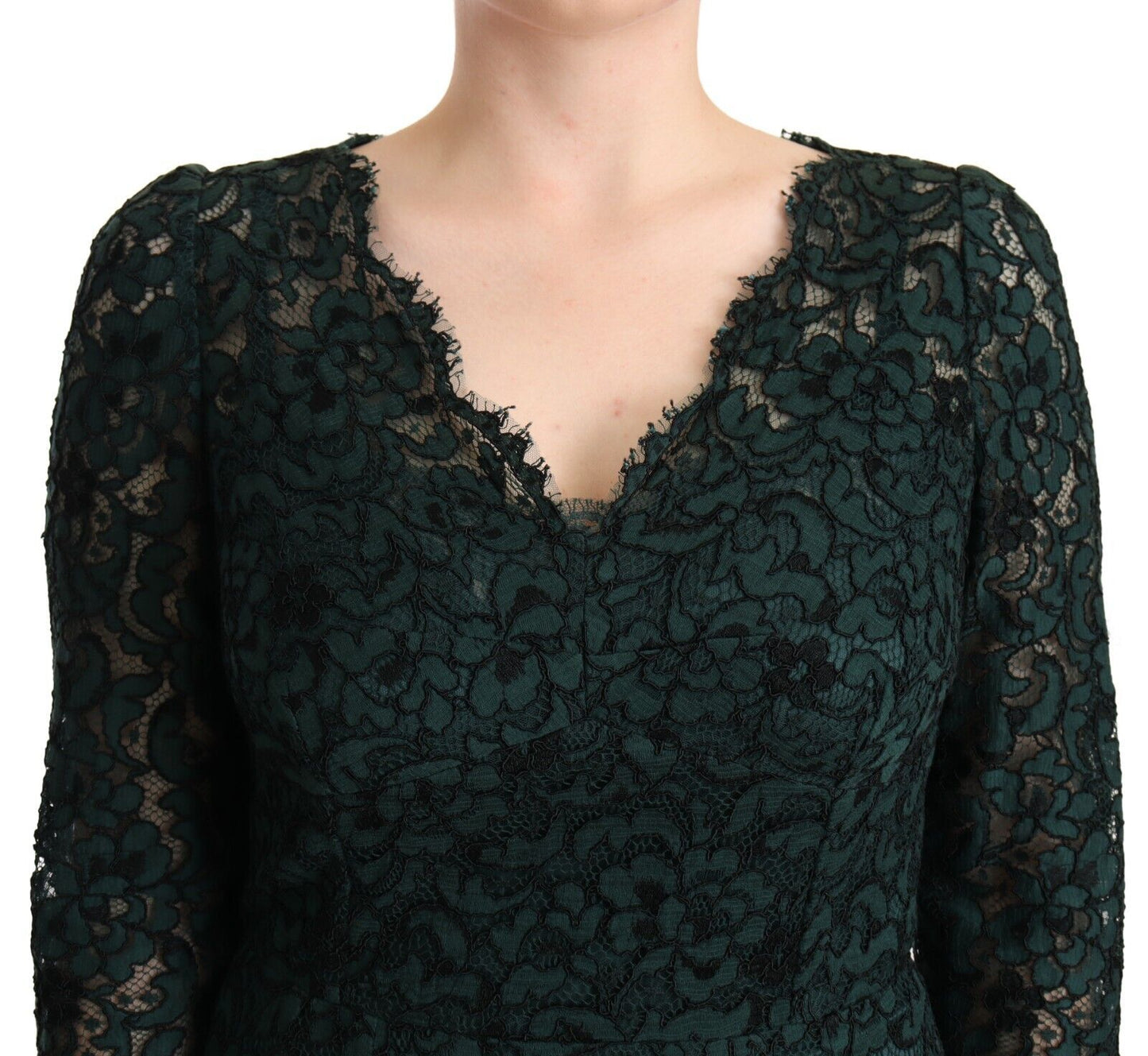 Dolce & Gabbana Green Floral Lace Maxi Floor Length Dress by Dolce & Gabbana