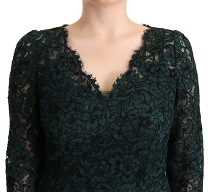 Dolce & Gabbana Green Floral Lace Maxi Floor Length Dress by Dolce & Gabbana