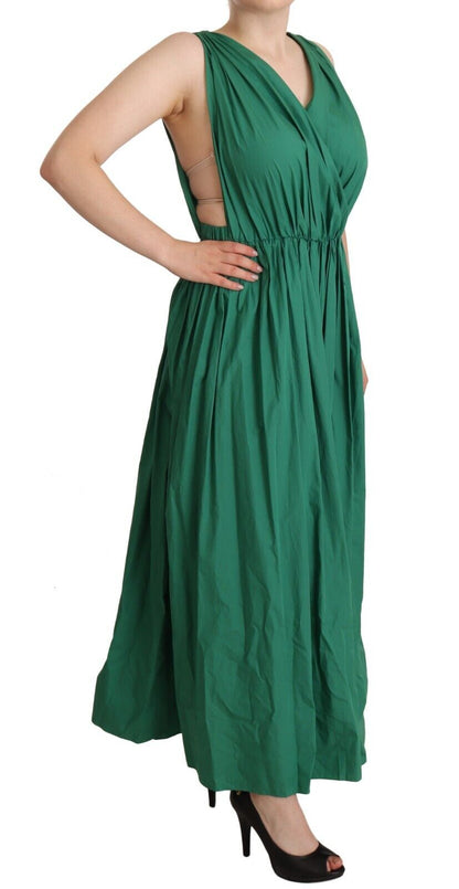 Dolce & Gabbana Green Cotton Sleeveless V-neck Dress by Dolce & Gabbana