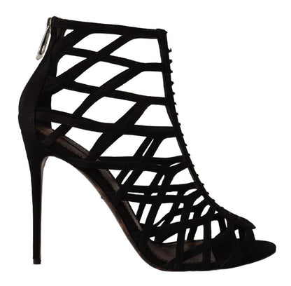 Dolce &amp; Gabbana Black Suede Stiletto Heels Bette Sandals Shoes