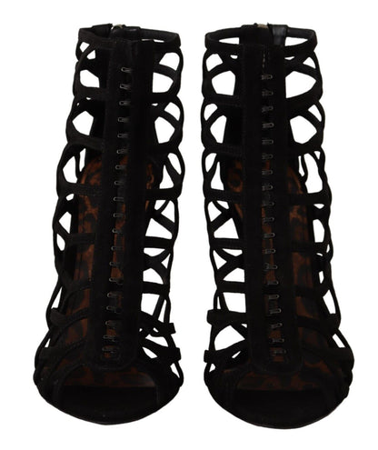 Dolce &amp; Gabbana Black Suede Stiletto Heels Bette Sandals Shoes