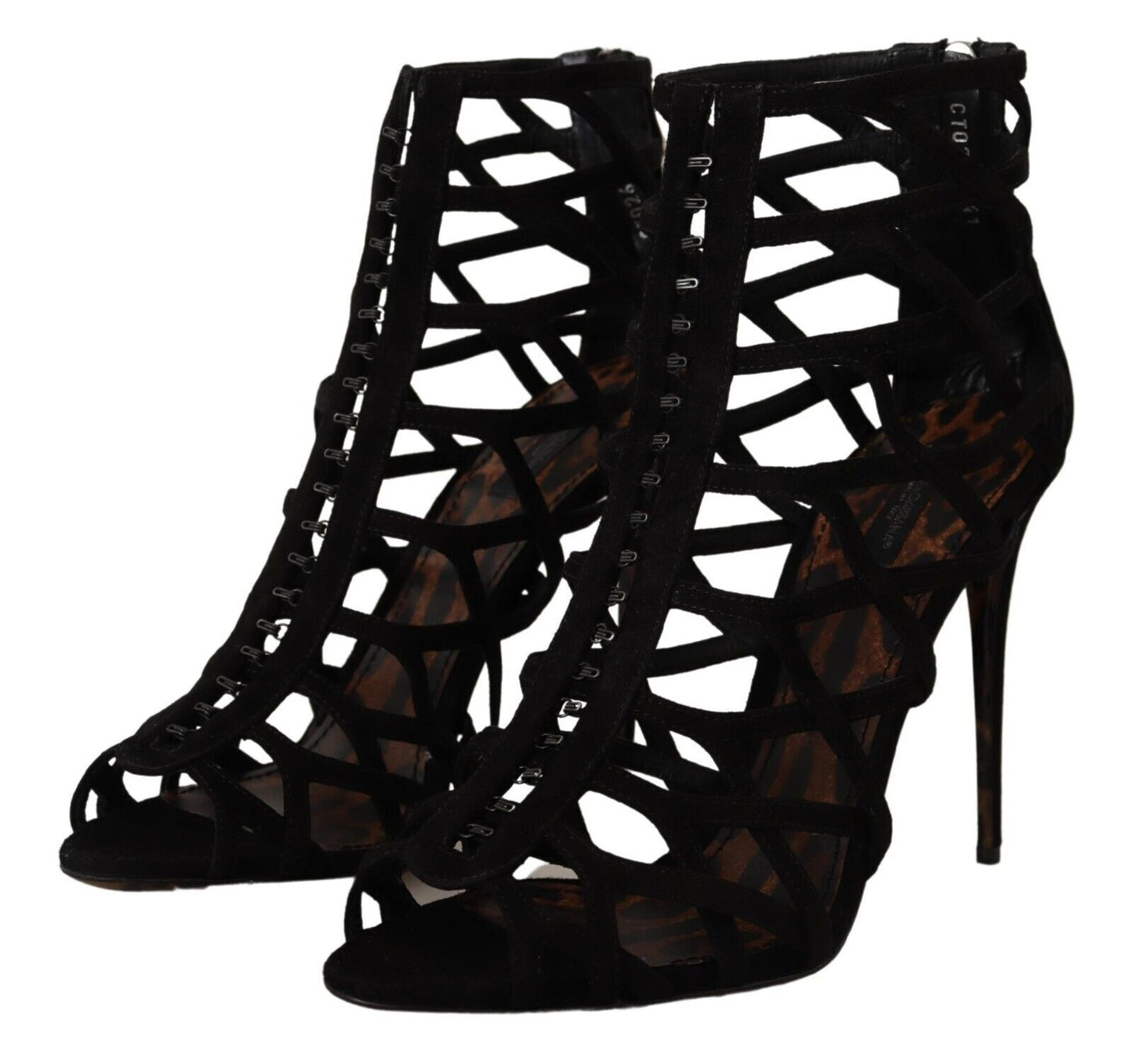 Dolce &amp; Gabbana Black Suede Stiletto Heels Bette Sandals Shoes