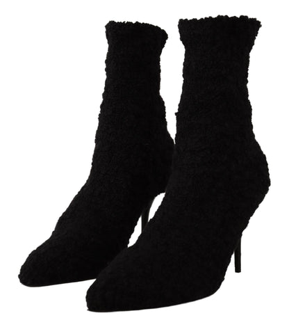 Bottes mi-mollet noires élégantes Dolce &amp; Gabbana en viscose