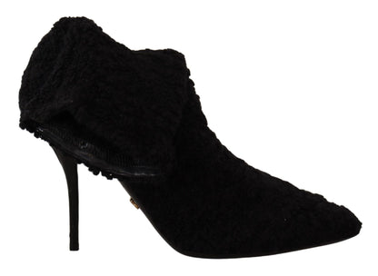 Bottes mi-mollet noires élégantes Dolce &amp; Gabbana en viscose