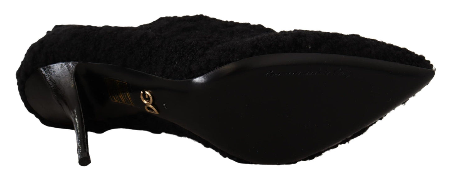 Bottes mi-mollet noires élégantes Dolce &amp; Gabbana en viscose