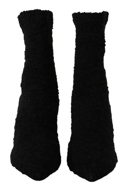 Bottes mi-mollet noires élégantes Dolce &amp; Gabbana en viscose