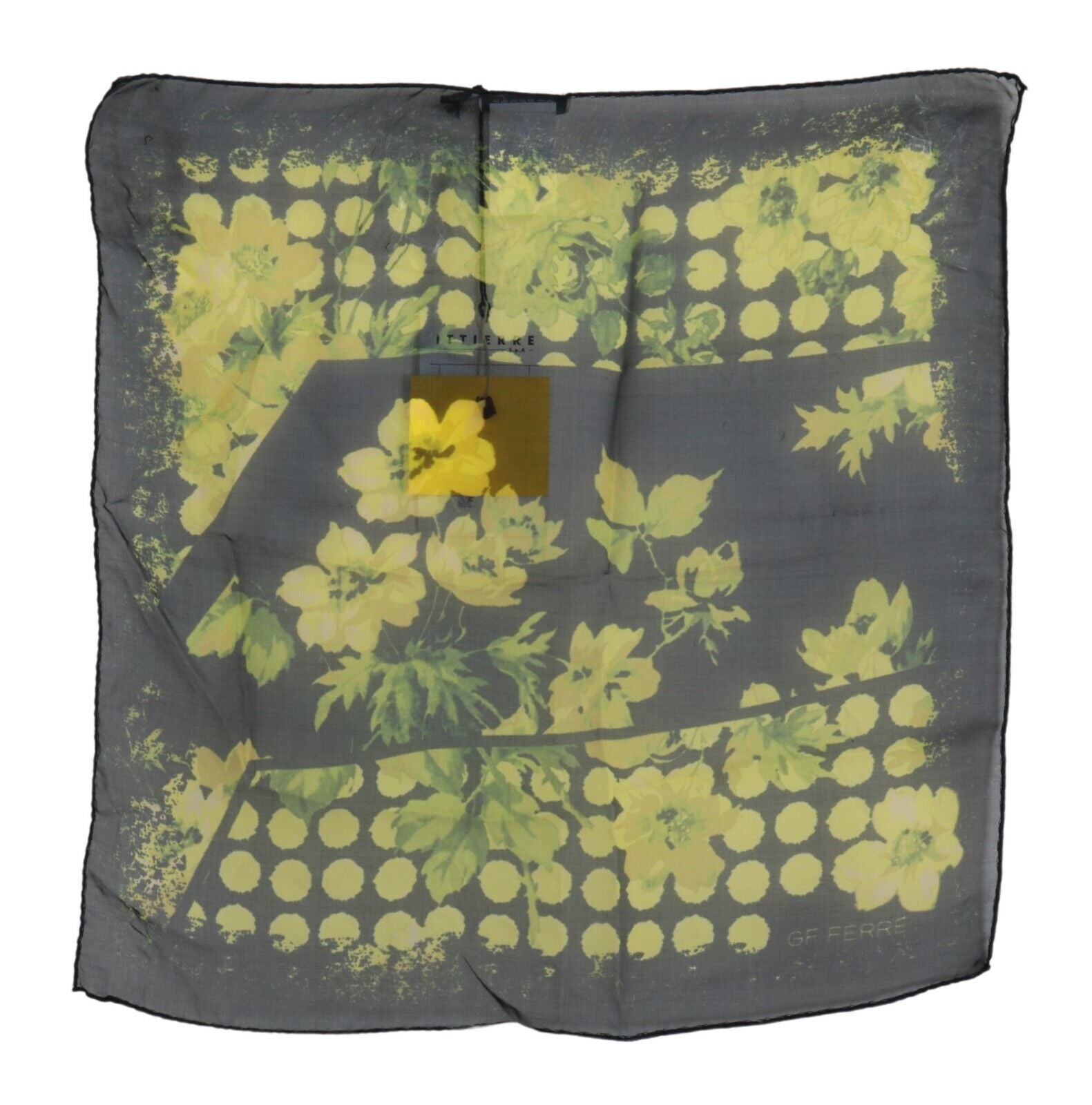 GF Ferre Black Yellow Floral Wrap Shawl Foulard Scarf by GF Ferre