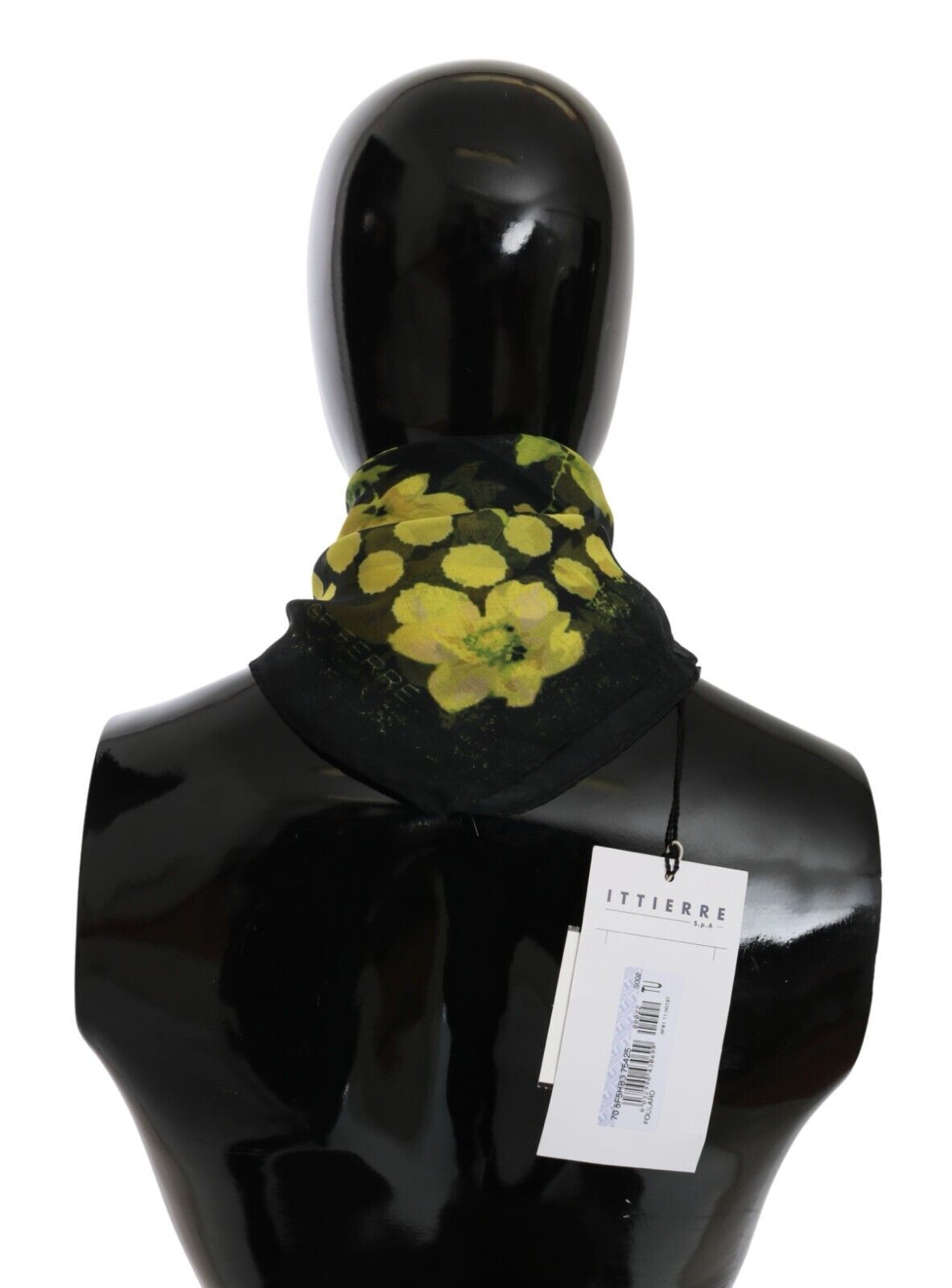 GF Ferre Black Yellow Floral Wrap Shawl Foulard Scarf by GF Ferre