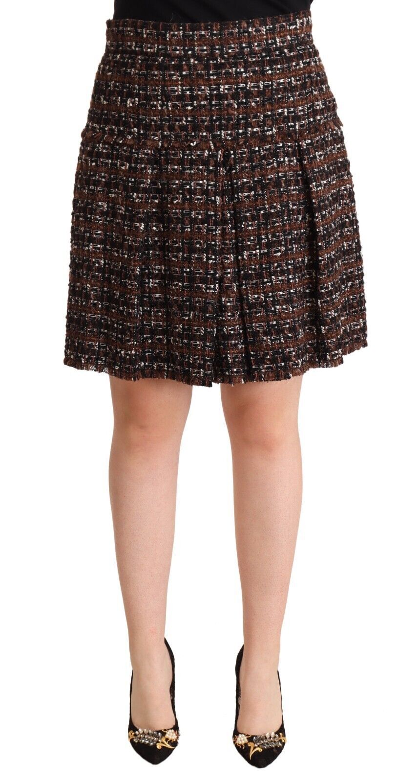 Mini-jupe plissée trapèze marron chic Dolce &amp; Gabbana