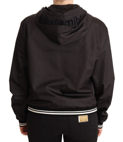 Dolce &amp; Gabbana Élégant blouson aviateur noir à capuche