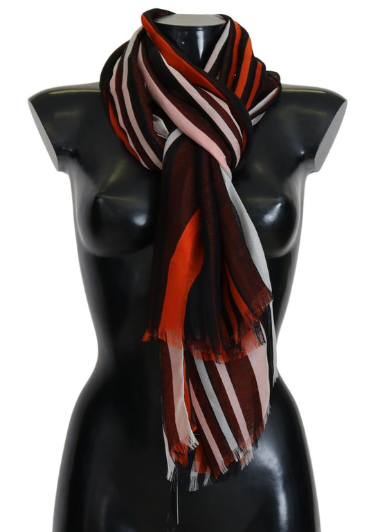 Foulard élégant en soie multicolore à franges Dolce &amp; Gabbana