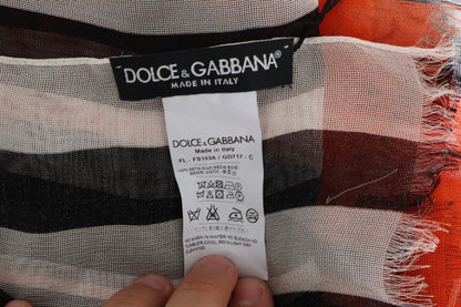 Foulard élégant en soie multicolore à franges Dolce &amp; Gabbana