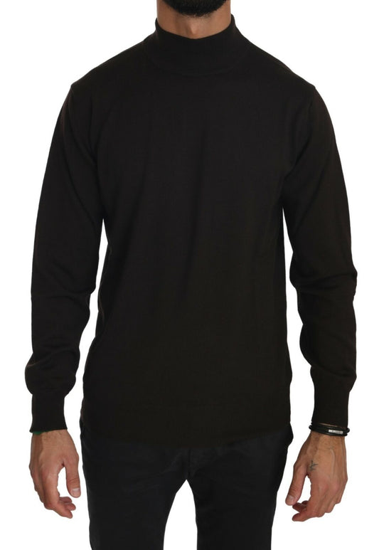 MILA SCHÖN Brown Turtle Neck Pullover Wool Sweater by MILA SCHÖN