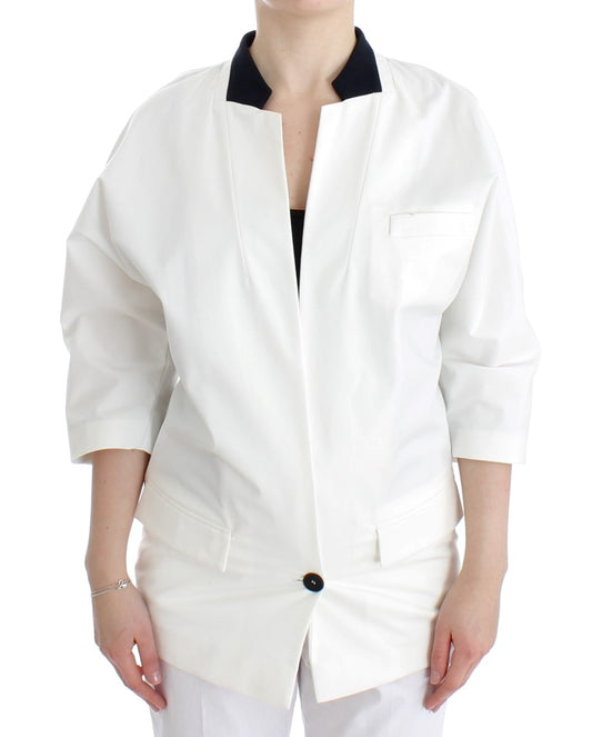 Blazer chic en coton mélangé blanc Andrea Pompilio