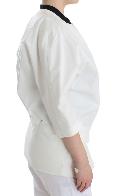 Blazer chic en coton mélangé blanc Andrea Pompilio